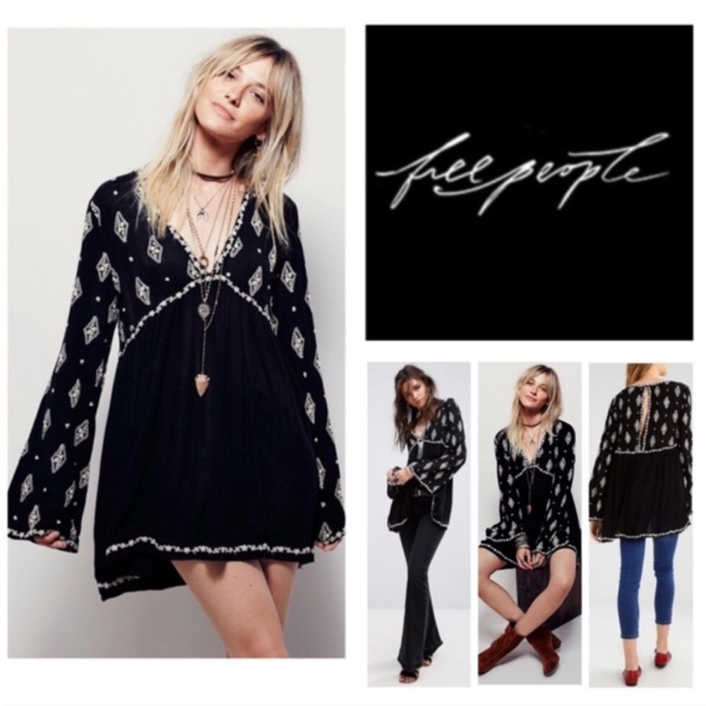 Free People Diamond Embroidered Tunic - EUC